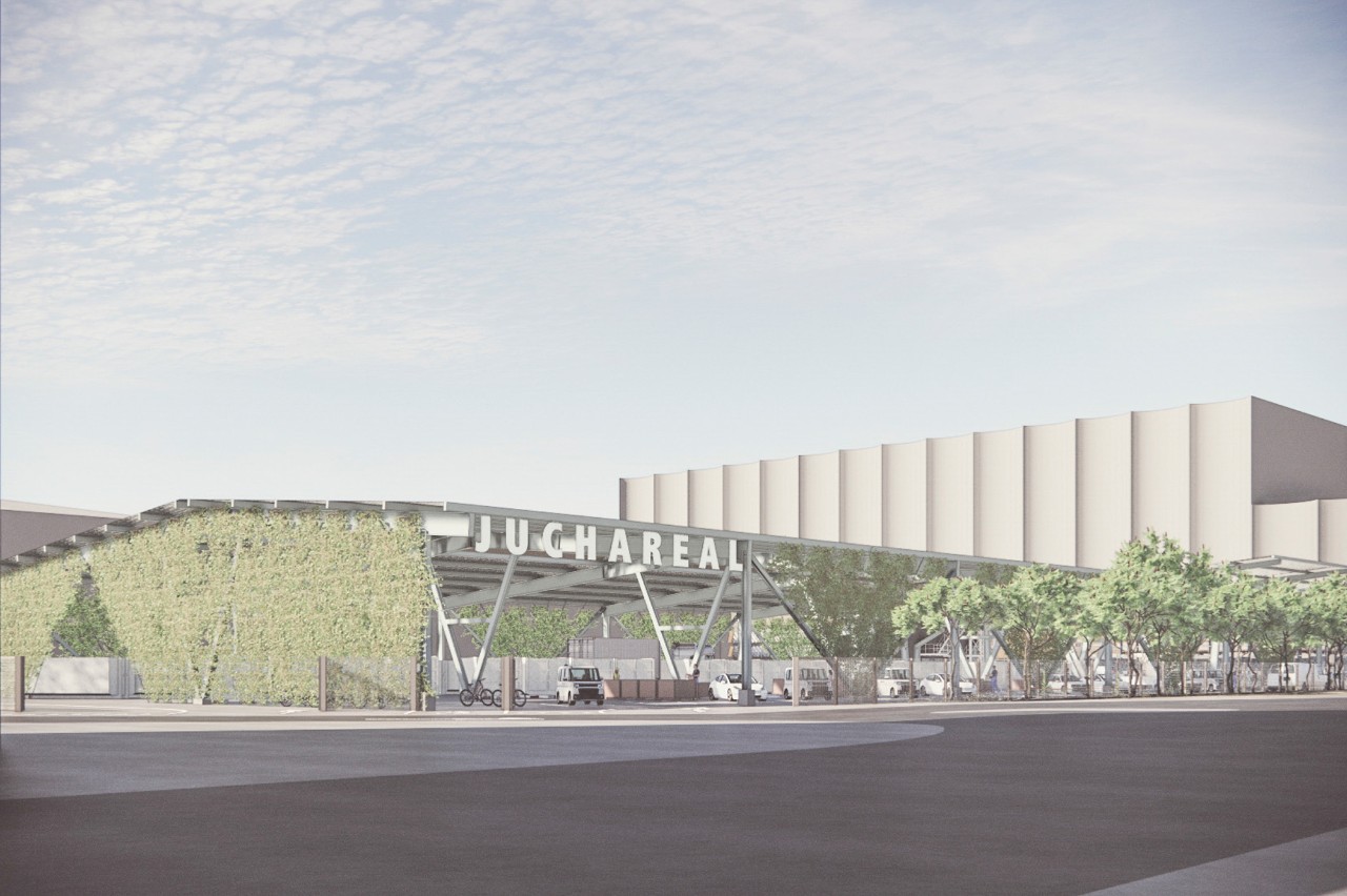 Visualisierung Recyclingzentrum Juch-Areal Siegerprojekt HALLO, WIR SIND’S WIEDER ‒ Aussenansicht mit Fassadenbegrünung (Visualisierung: Graber Pulver Architekten AG)